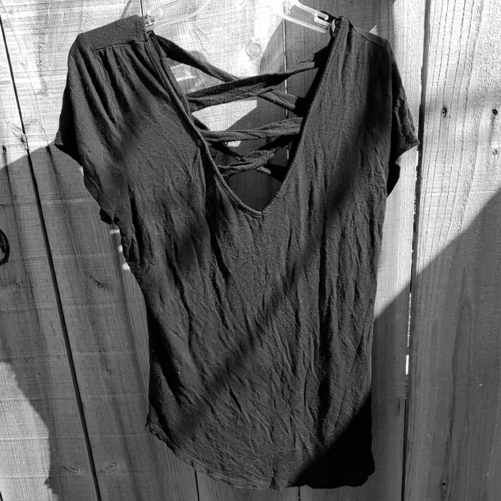 Black Criss Cross T-Shirt